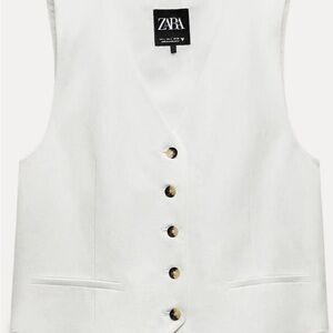 Zara Women's Linen Buttoned Vest